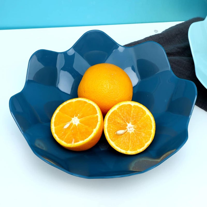 wolpin Designer Plastic Snacks Plate Set Fruits Serving Play (Set of 4 Pcs) Colorful Snacks/Breakfast Plate, Flower Shape, Multicolor - Image 3