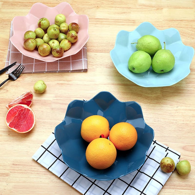 wolpin Designer Plastic Snacks Plate Set Fruits Serving Play (Set of 4 Pcs) Colorful Snacks/Breakfast Plate, Flower Shape, Multicolor - Image 4