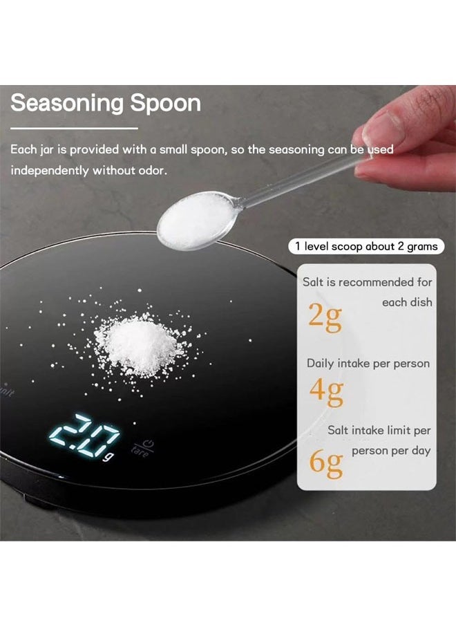 Hihonor - Spices Container Set, Seasoning Containers with Spoon, Wall-Mounted Salt Sugar Container Set, One-Piece Multi-Grid Spice Storage Containers, Transparent Seasoning Box, for Salt, Pepper, Sugar - Image 1