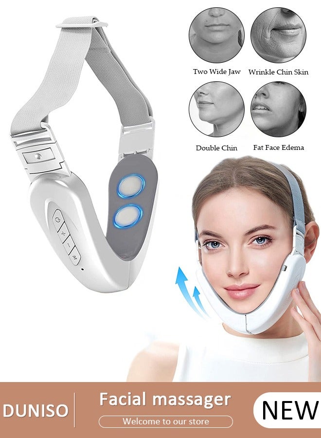 DUNISO جهاز تجميل الوجه على شكل حرف V للنساء، جهاز تقليل الذقن المزدوج، 6 أوضاع و12 مستوى كثافة، مزيل الذقن المزدوج الكهربائي، جهاز ذكي لشد الوجه مع مدلك مغناطيسي - Image 1