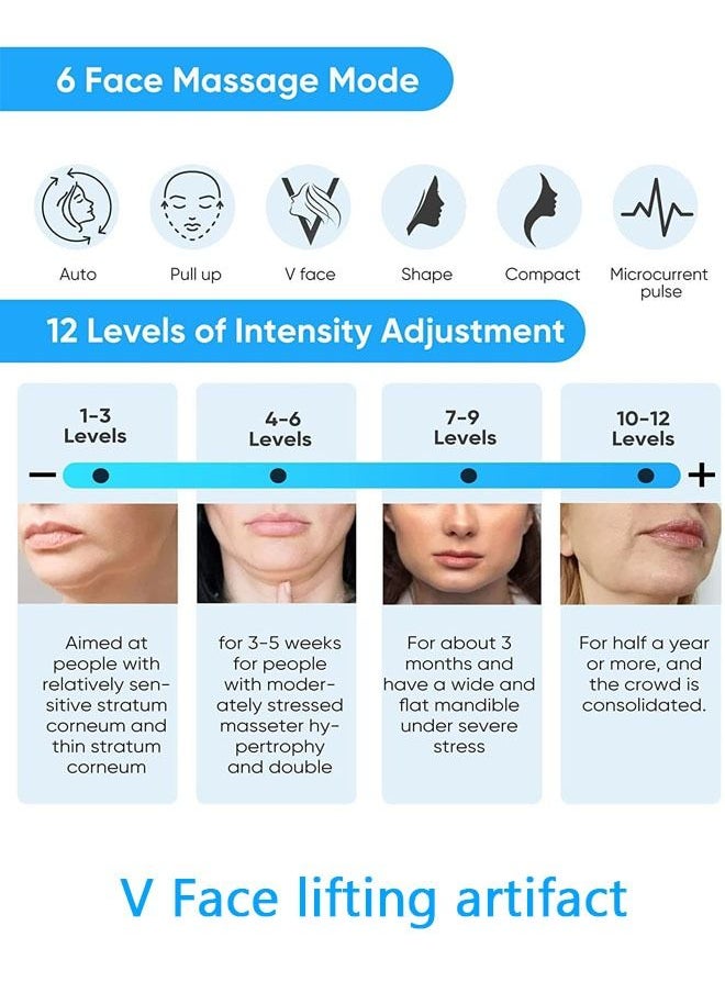 DUNISO - V Face Beauty Device for WomanDouble Chin Reducer Machine 6 Modes and 12 Intensity Levels Electric Double Chin Eliminator Smart Face Lift Device with Magnetic Massager - Image 1