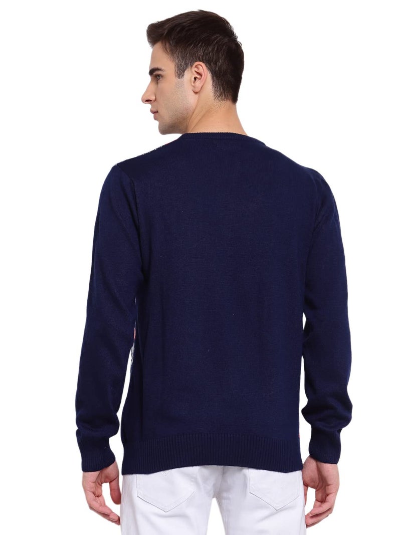 Style Quotient Men Navy Blue & White Pullover (SS21SQCHRIS_NVY/WHT-XL) - Image 5