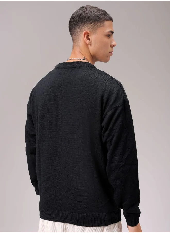 The Indian Garage Co Men Oversized Character Crew Neck Sweater