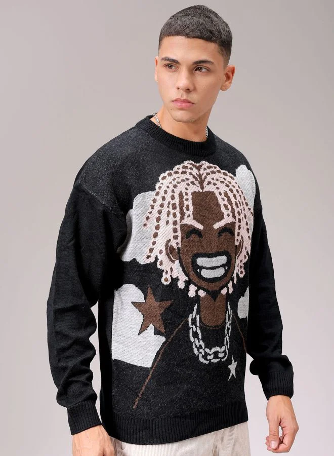 ذا انديان كراج كو Men Oversized Character Crew Neck Sweater