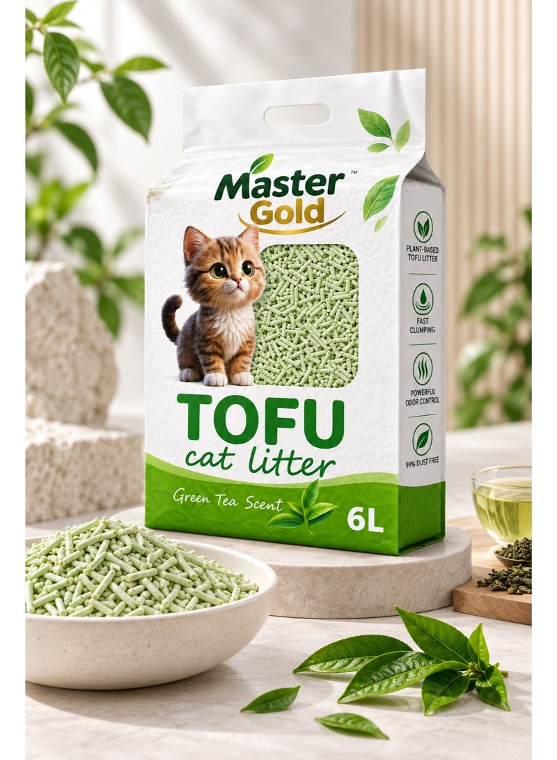 Master Gold Tofu Cat Litter, Green Tea Scent, Fast Clumping, Odor Control, 99% Dust-Free, 6L - Image 5