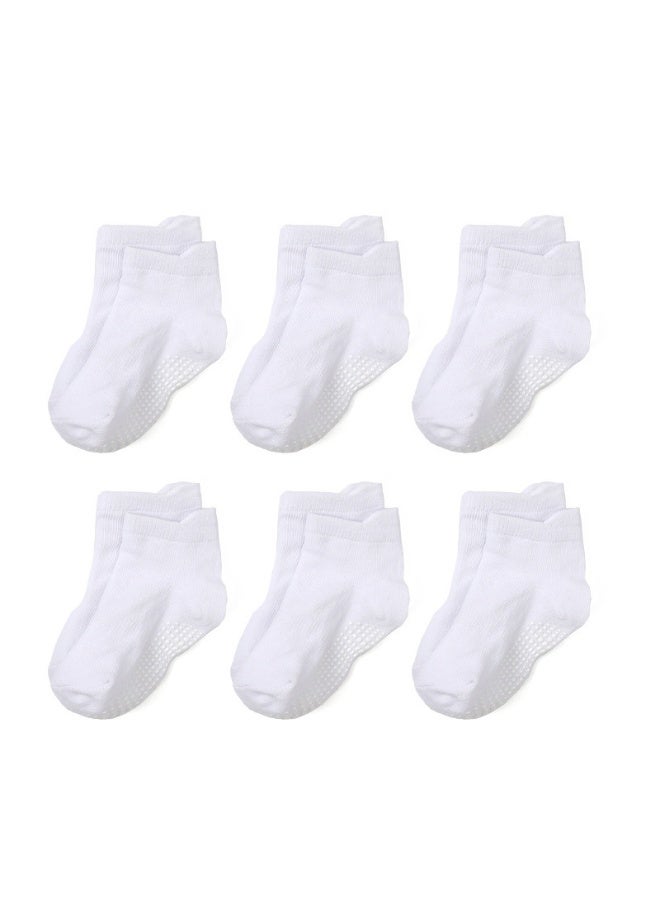 Bluejw 6 Pairs  Non Slip Grip Ankle Boys and Girls Socks with Non Skid for Babies Toddlers and Kids Back to School, Breathable Low Cut Anti Skid Socks for Kids - Image 1
