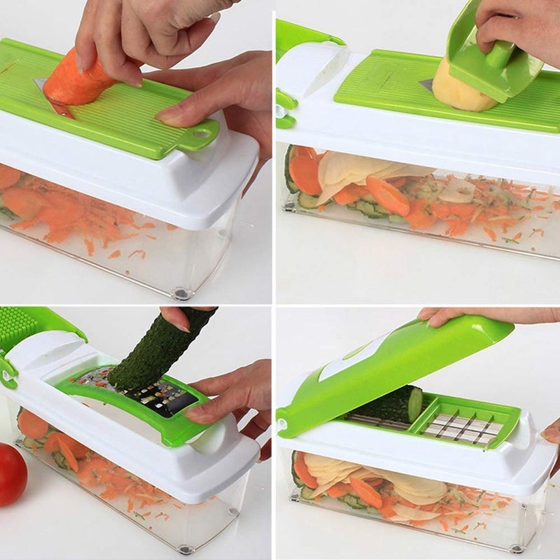 TENDULA Vegetable chopper 13 in 1 Slicer for Fruit and Vegetables Mandoline for Chopping and Dicing Vegetable Cutter with Stainless Steel Blades Home or Chef Use Onion Chopper potato dicer - Image 5