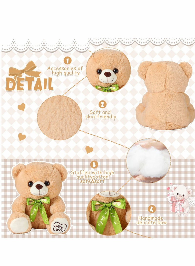 KASTWAVE 3 Pack Bear Stuffed Animals Plush, 10 Inch   Plush Toys Stuffed Bears with Ribbon Bow Ties for Baby Shower, Birthday,  , Easter Party Home Bedroom Decoration, 3 Colors - Image 5