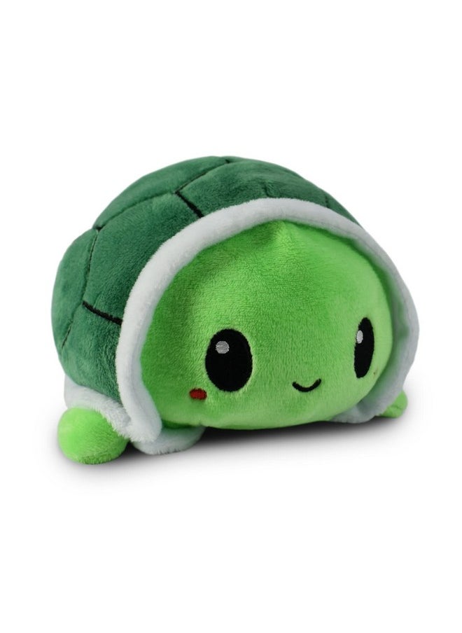 TeeTurtle - - The Original Reversible Turtle Plushie - Green - Cute Sensory Fidget Stuffed Animals That Show Your Mood 4 Inch - Image 1