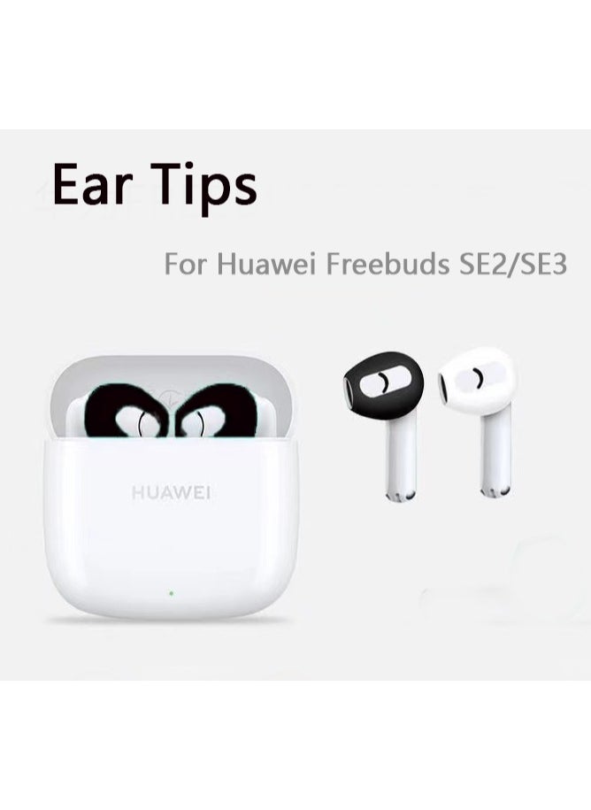 Generic 2 Pairs Replacement Ear Tips for Huawei Freebuds SE2/SE3 - Set of Silicone Eartips (Black&White)  - Image 1