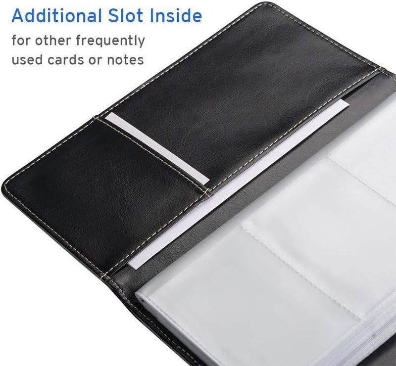 CareTick Business Card Holder Book, 240 Card Capacity, Soft PU Leather Name Card Organizer with 120 Pockets, Business and Credit Card Album for Office (Black, Soft Leather) - Image 5