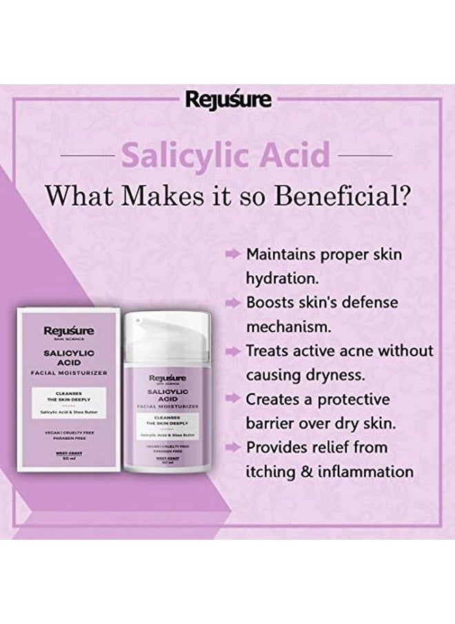 Rejusure - 2% Salicylic Acid Moisturizer ; Fights Breakout & Blackheads & Excess Oil ; Cream For Face 50Ml - Image 1