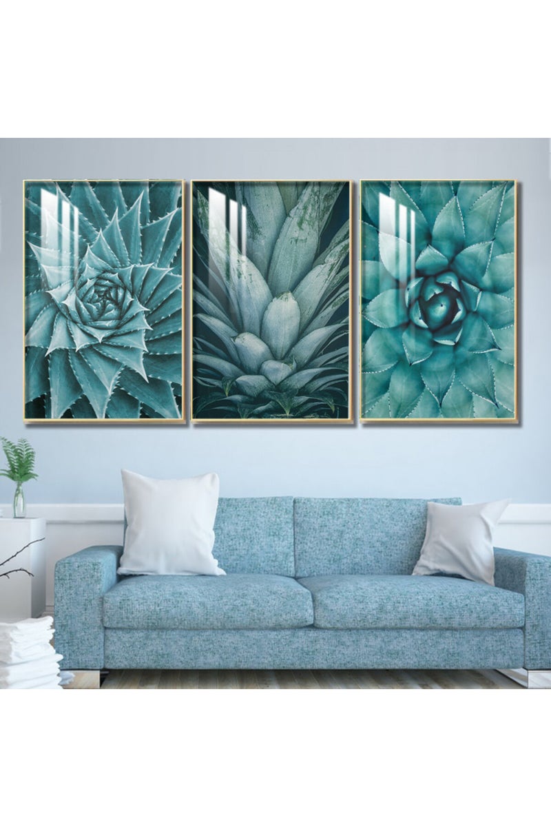 ماركتنا ثلاث لوحات جدارية خشبية بإطار وطبقة أكريليك شفافة - Image 1