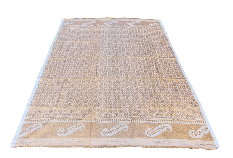 Mandhania Solapur Chaddar Single Blanket Cotton,Rayon & Viscose Pack of 1 - Yellow - Image 2