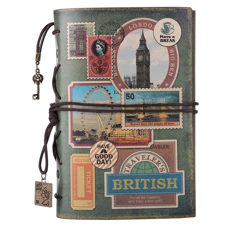 MaleDen Leather Journal Notebook, MALEDEN Spiral Bound Traveler Notebook for Women Men Thanksgiving Refillable Daily Planner Sketchbook Diary with Zipper Pocket - Image 1