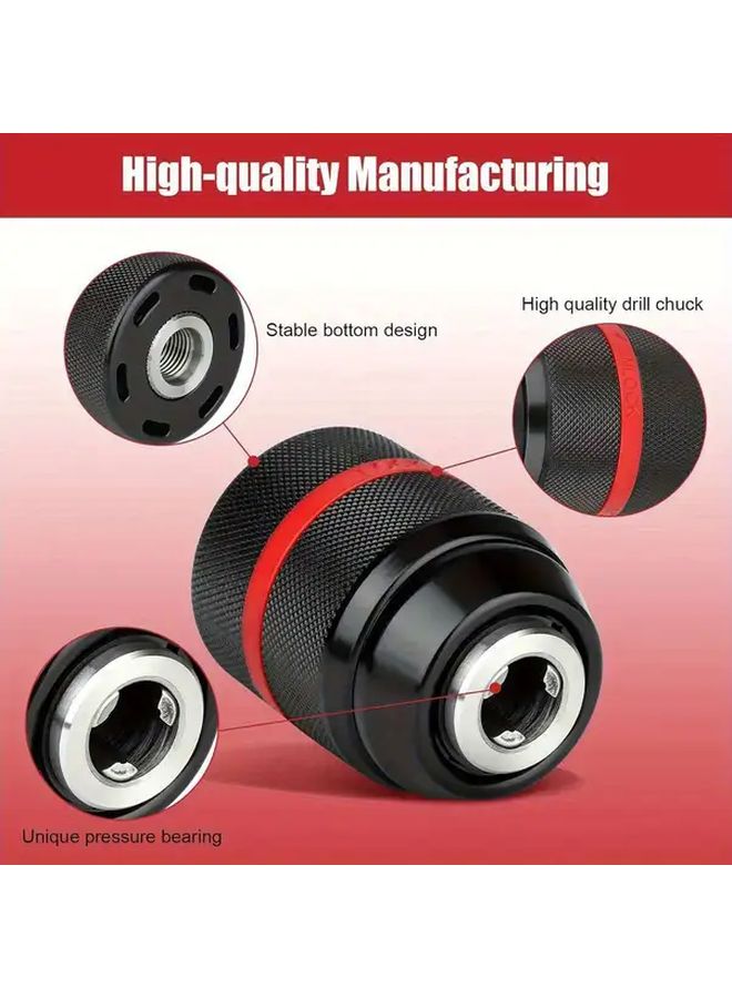 Black Keyless Drill Bit Adapter 1 2 20UNF 2 13mm Self Tightening Screw Hand Tool - Image 5