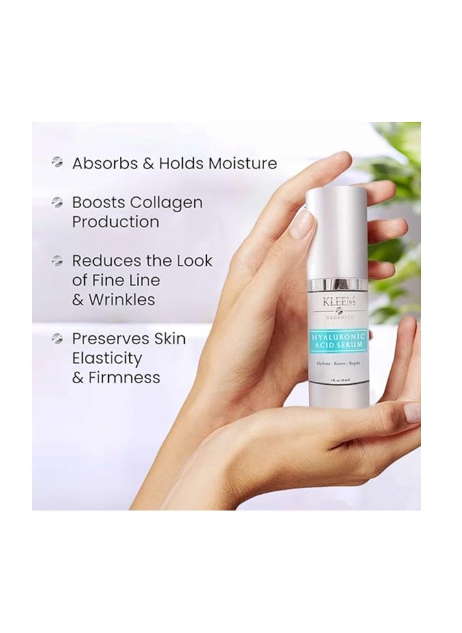 Kleem Organics - Hyaluronic Acid Face Serum 2.5% Pure Hyaluronic Serum Anti Wrinkle Anti Aging Hyaluronic Acid Serum for Face with Vitamin C and E Aloe Antiaging Hydrating Serums Skincare - Image 1