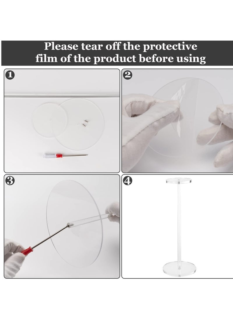 2 Set Clear Acrylic Hat Stand Wig Display Holder Hat Pedestal Stand, Hat Holder Rack Display Stands for Hat, Cap, Wig, Watch, Jewelry(14 Inch in Height,Round Bottom) - Image 5