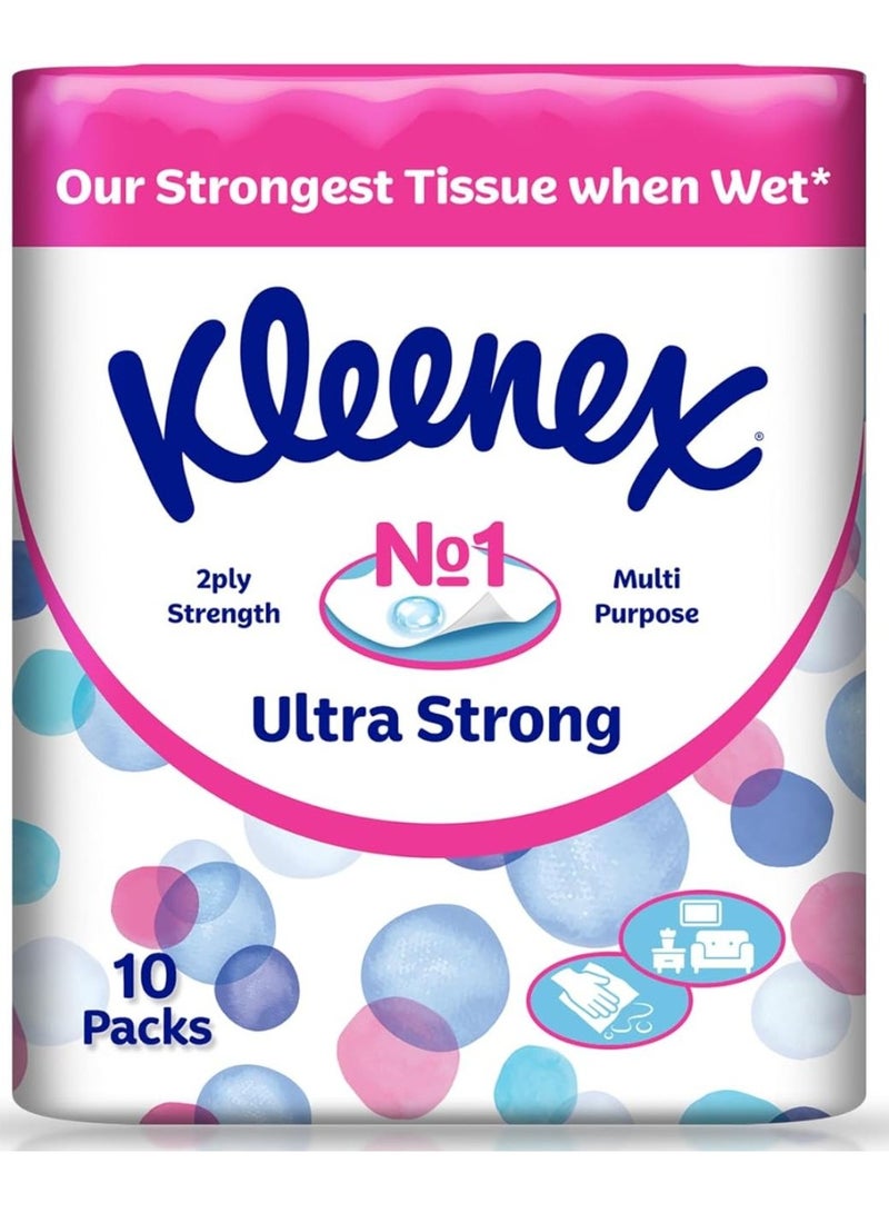 Kleenex 2 Ply Ultra Strong Facial Tissue 10 Soft Packs Strong Multi Purpose Tissue - Image 1