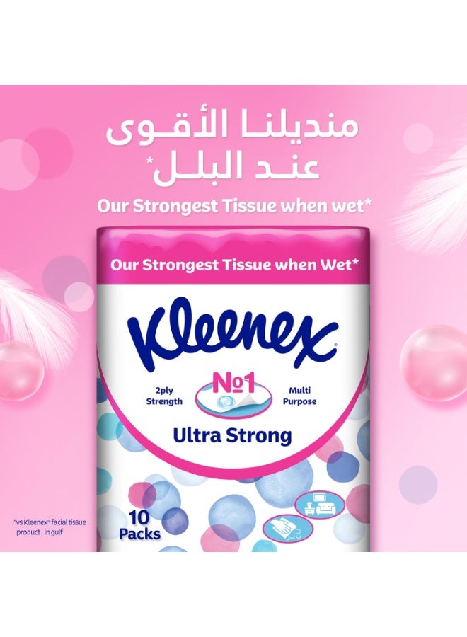 Kleenex 2 Ply Ultra Strong Facial Tissue 10 Soft Packs Strong Multi Purpose Tissue - Image 3