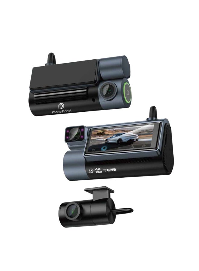 Phone Planet 3-Camera Car Dash Cam 4K UHD with 4G LTE & Wi-Fi Router, Live GPS Tracking, 24H Parking Mode, Sony Lens - Includes Free 128GB Memory Card Attached to the Package - Image 2