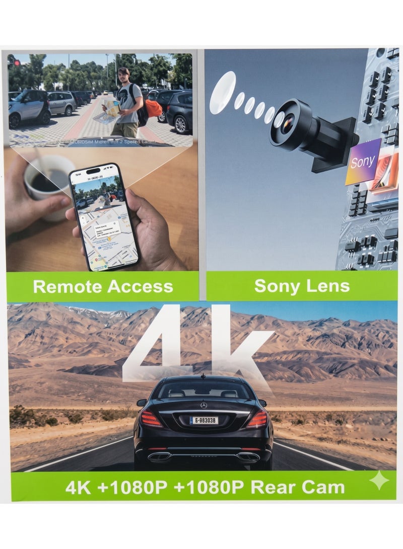 Phone Planet 3-Camera Car Dash Cam 4K UHD with 4G LTE & Wi-Fi Router, Live GPS Tracking, 24H Parking Mode, Sony Lens - Includes Free 128GB Memory Card Attached to the Package - Image 3