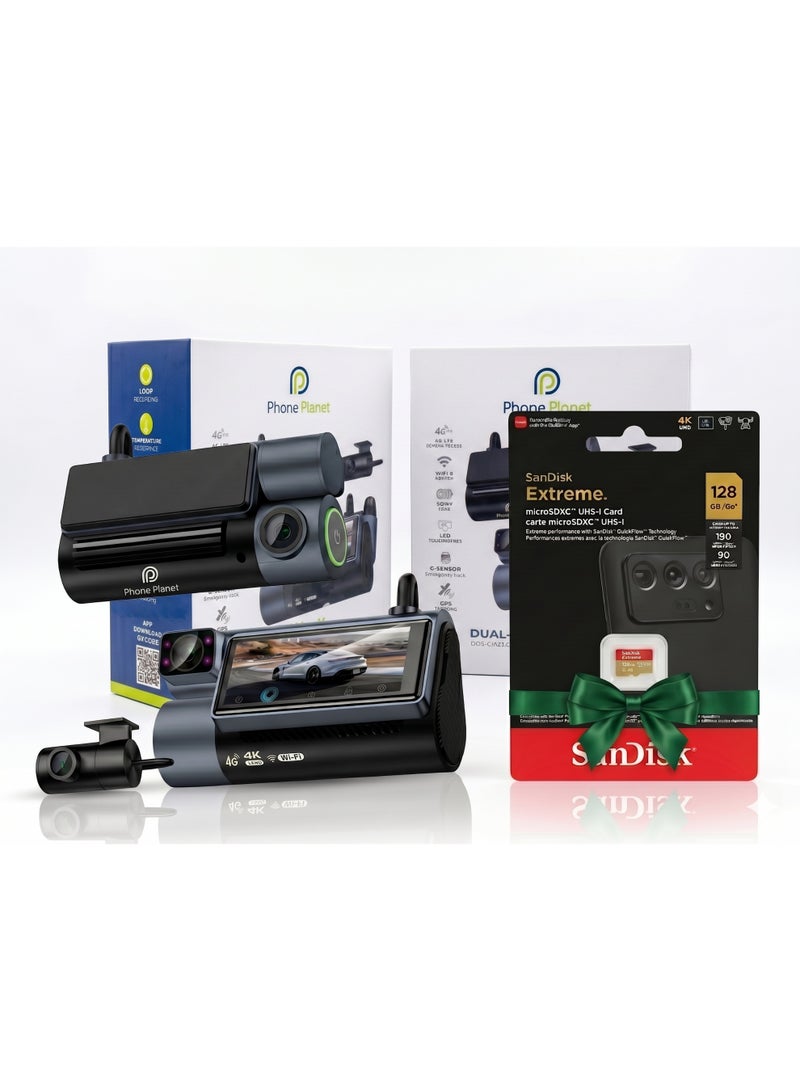 Phone Planet 3-Camera Car Dash Cam 4K UHD with 4G LTE & Wi-Fi Router, Live GPS Tracking, 24H Parking Mode, Sony Lens - Includes Free 128GB Memory Card Attached to the Package - Image 4