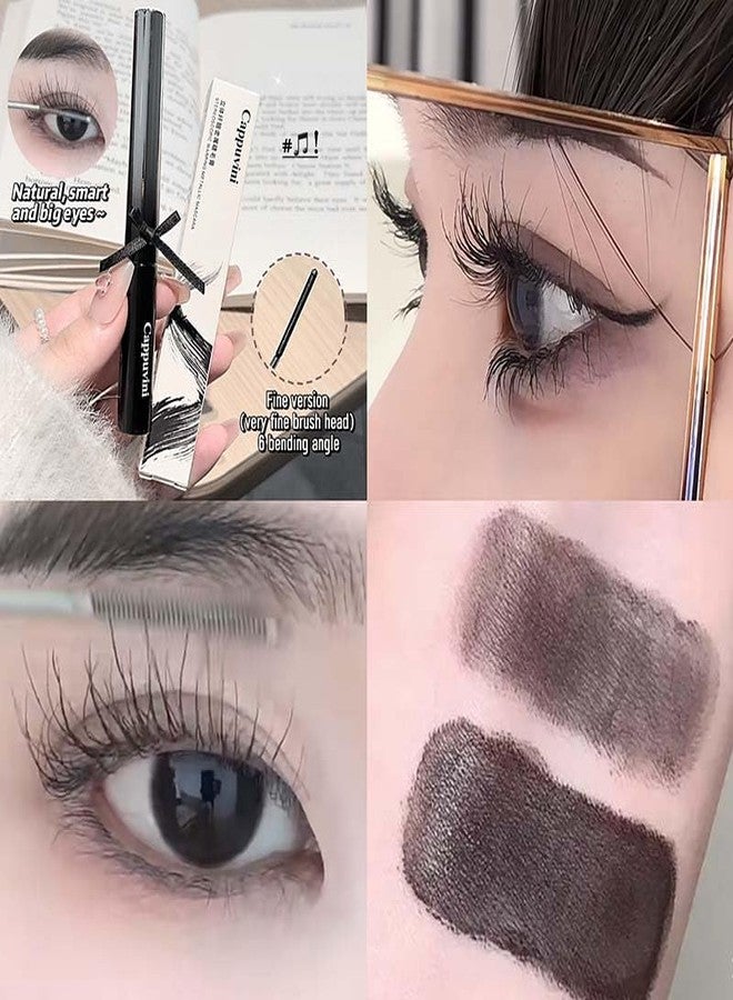 Cappuvini Stereoscopic Warping Metallic Mascara | Eye Makeup with Steel Tube Brush Head | Long Lasting Waterproof Smudge Proof | Lengthening Mascara with Fine and Thick Applicator | Natural Curling for Women Girls | Sky High Mascaras Effect | Short Eyelashes Savior Tubing Technology (01# Fine Version - Black, 4g) - Image 4