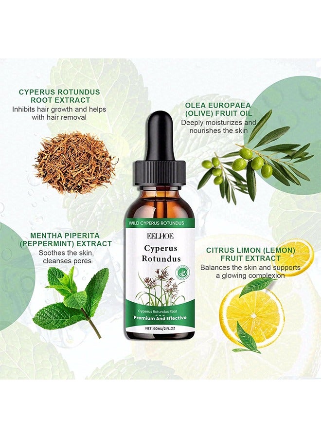 EELHOE Cyperus Rotundus Oil, Pure Cyperus Rotundus Oil for Hair Removal, Natural Cyperus Rotundus Oil, Reduces Hair Growth, Soothes Skin, Suitable for All Skin Types, 60 ML - Image 4