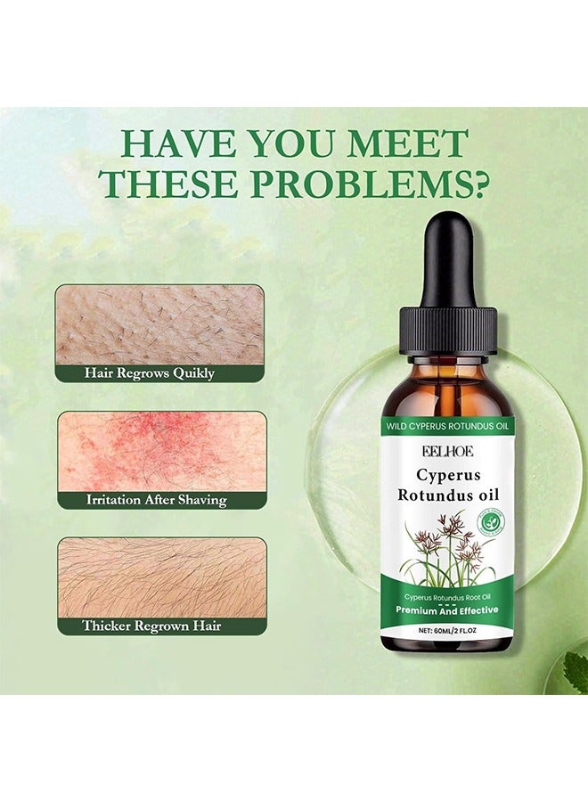 EELHOE Cyperus Rotundus Oil, Pure Cyperus Rotundus Oil for Hair Removal, Natural Cyperus Rotundus Oil, Reduces Hair Growth, Soothes Skin, Suitable for All Skin Types, 60 ML - Image 5