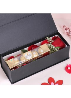 Floweraura FlowerAura Love Combo of Single Red Rose With Pack of 4 Chocolate In Box For Birthday Anniversary Gift Valentines Day Rose Day Gift For Boyfriend GirlfriendWife Husband Same Day Delivery  - Image 2