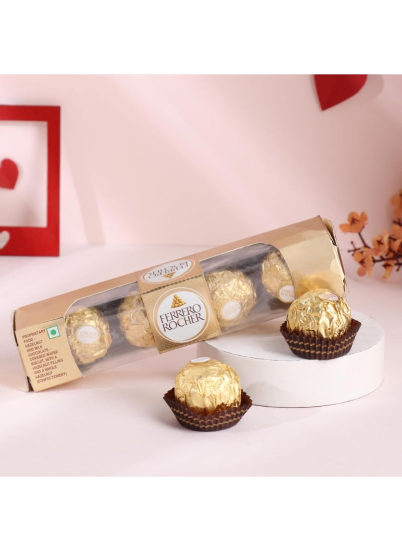Floweraura FlowerAura Love Combo of Single Red Rose With Pack of 4 Chocolate In Box For Birthday Anniversary Gift Valentines Day Rose Day Gift For Boyfriend GirlfriendWife Husband Same Day Delivery  - Image 5