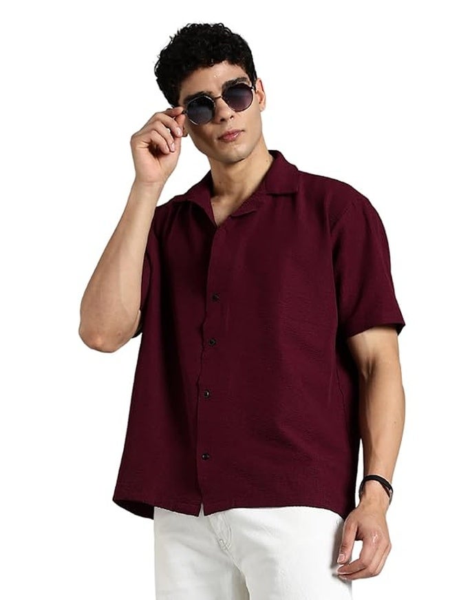 fyltr Men's Solid Casual Textured Shirt - Half Sleeves | Shirts for Men | Summer Shirt | Regular Fit - Image 5