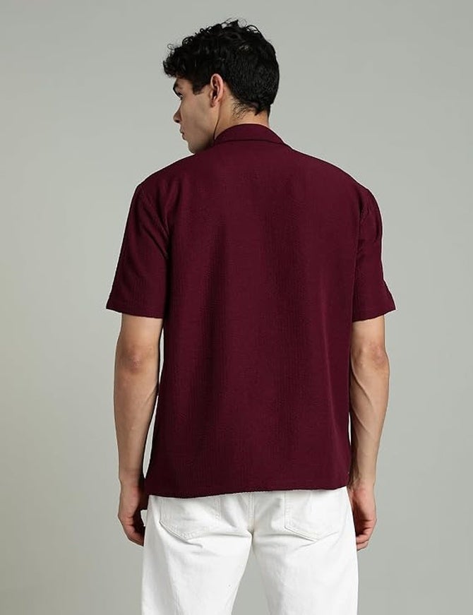 fyltr Men's Solid Casual Textured Shirt - Half Sleeves | Shirts for Men | Summer Shirt | Regular Fit - Image 3