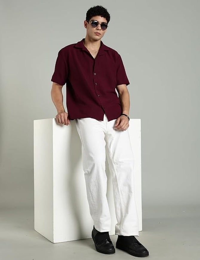 fyltr Men's Solid Casual Textured Shirt - Half Sleeves | Shirts for Men | Summer Shirt | Regular Fit - Image 4