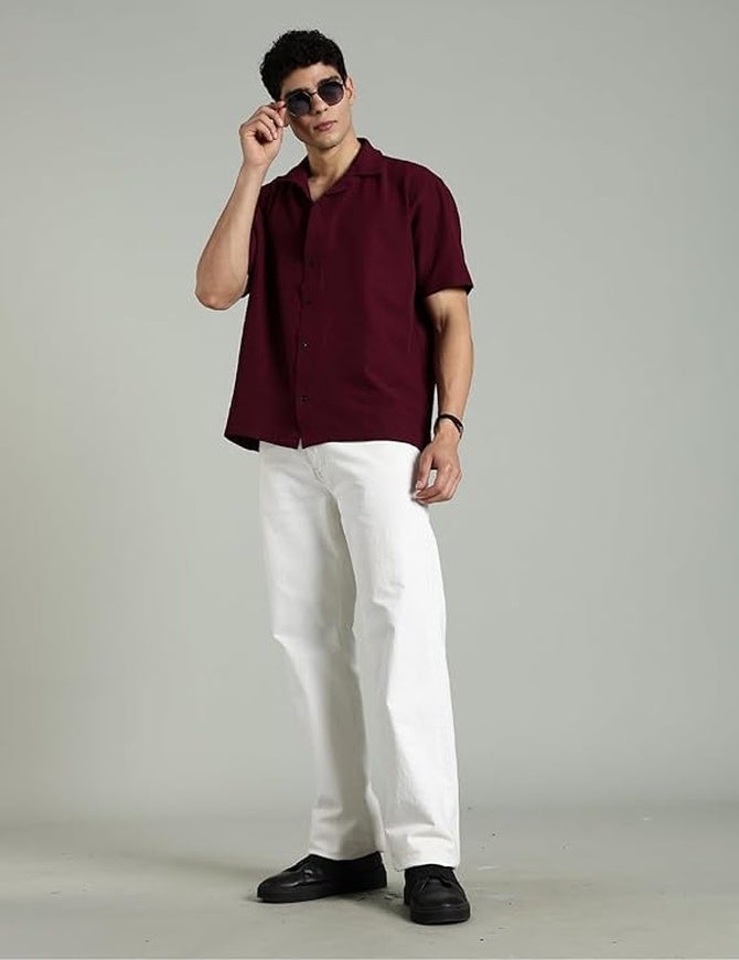 fyltr Men's Solid Casual Textured Shirt - Half Sleeves | Shirts for Men | Summer Shirt | Regular Fit - Image 2