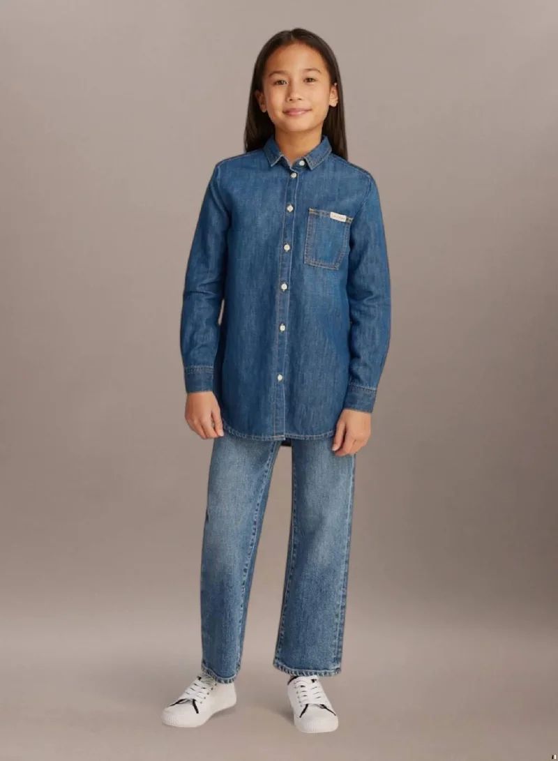 Calvin Klein Jeans Mid Serenity Cotton Blend Denim Shirt for Women | Best Price UAE