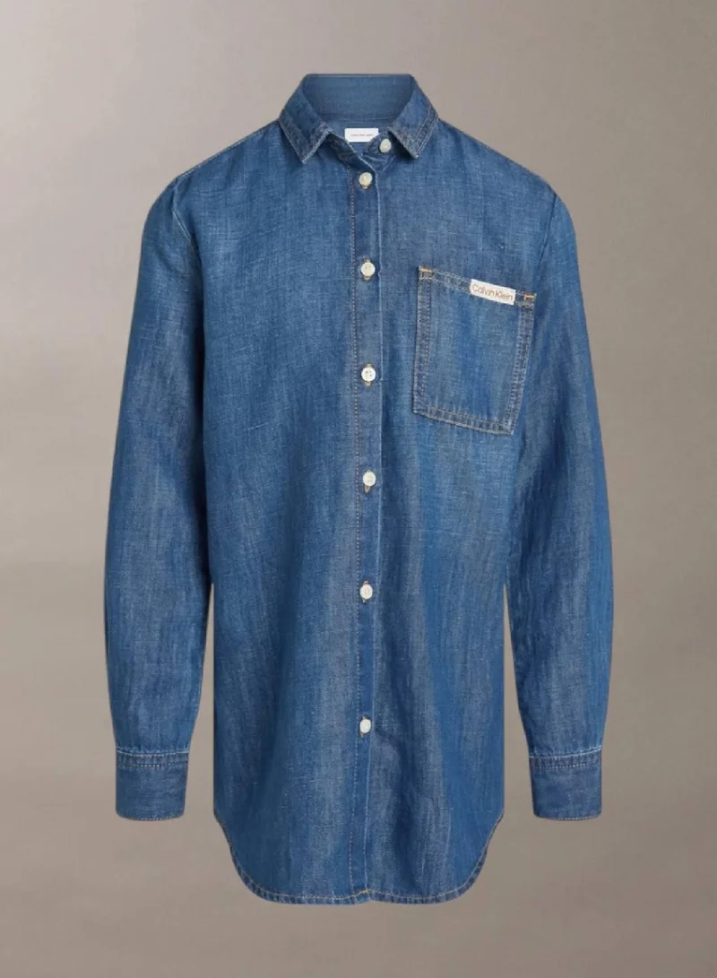 Calvin Klein Jeans Mid Serenity Cotton Blend Denim Shirt for Women | Best Price UAE