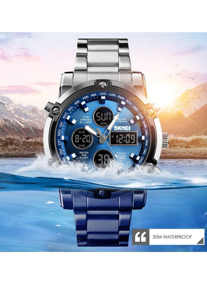 Men's Stainless Steel Analog  Digital Watch 1389 - 48 mm - Silver - Image 3