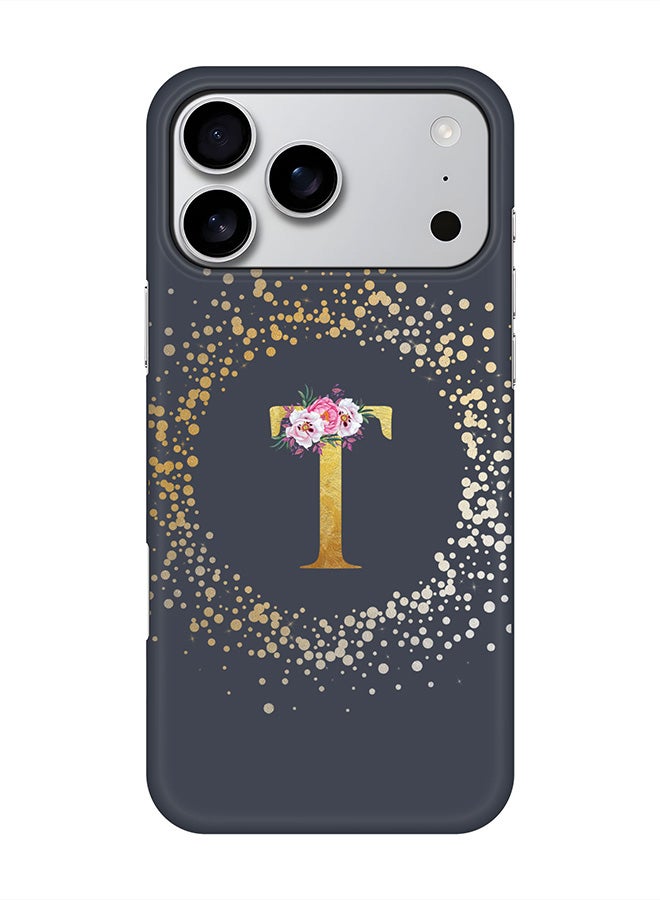 Stylizedd For iPhone 17 Pro Max,Case, [Compatible with MagSafe] Magnetic cover Slim fit Protection Matte, - Custom Monogram Floral - T  (Grey )