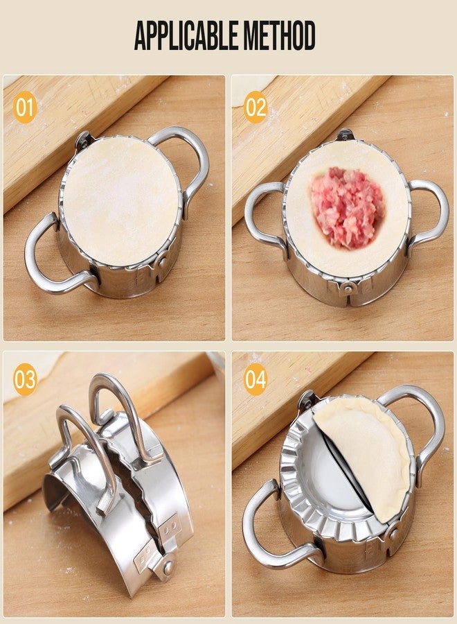 Drincarier Stainless Steel Dumpling Ravioli Maker Press,2 Pack Pierogi Mold - Wonton Mould, Easy-tool for Dumpling Wrapper Dough Stamp Cutter Pastry Pie Making (2 pcs dumpling maker) - Image 5
