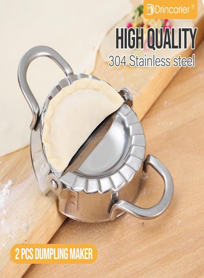 Drincarier Stainless Steel Dumpling Ravioli Maker Press,2 Pack Pierogi Mold - Wonton Mould, Easy-tool for Dumpling Wrapper Dough Stamp Cutter Pastry Pie Making (2 pcs dumpling maker) - Image 3
