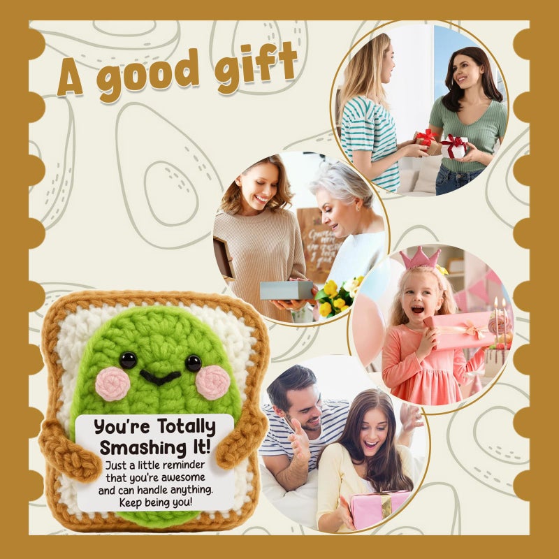 Heartfelt Gifting هدايا مشجعة مضحكة من القلب للنساء، والزملاء، والأصدقاء - توست الأفوكادو الكروشيه اللطيف، هدية تهنئة للترقية في العمل الجديد، دعم إيجابي عاطفي لتزيين المكتب - Image 5