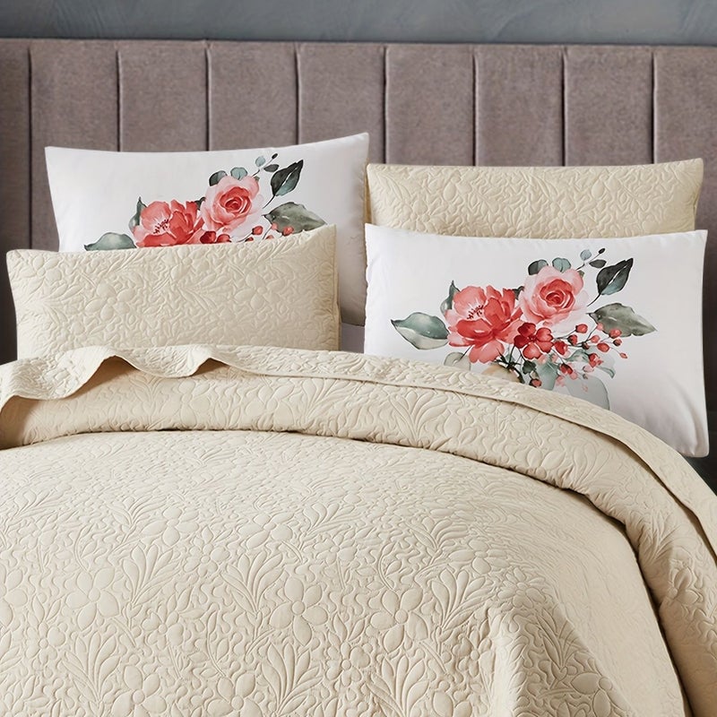 2Pcs White Queen Size Breathable Floral Quilted Pillowcases with Envelope Closure Soft Skin Friendly Home Decor for Living Room Bedroom Couch Sofa No Insert Needed - Image 5
