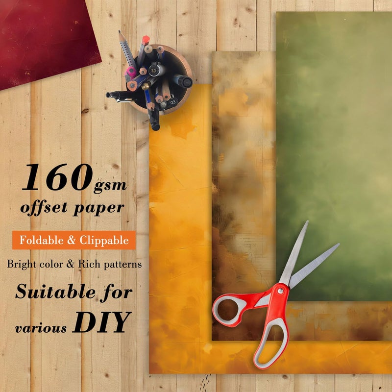 EAMOTOL Color Art Scrapbook Paper Pad - 24 Sheets 6x6 in Retro Decorative Cardstock Supplies Decoupage Folded Designed Material Cardmaking Gift Wrapping DIY Planners Junk Journal Photo Album - Image 4