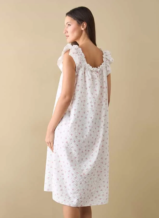 سبلاش فيڤ Floral Print Sleepshirt with Ruffle Detail