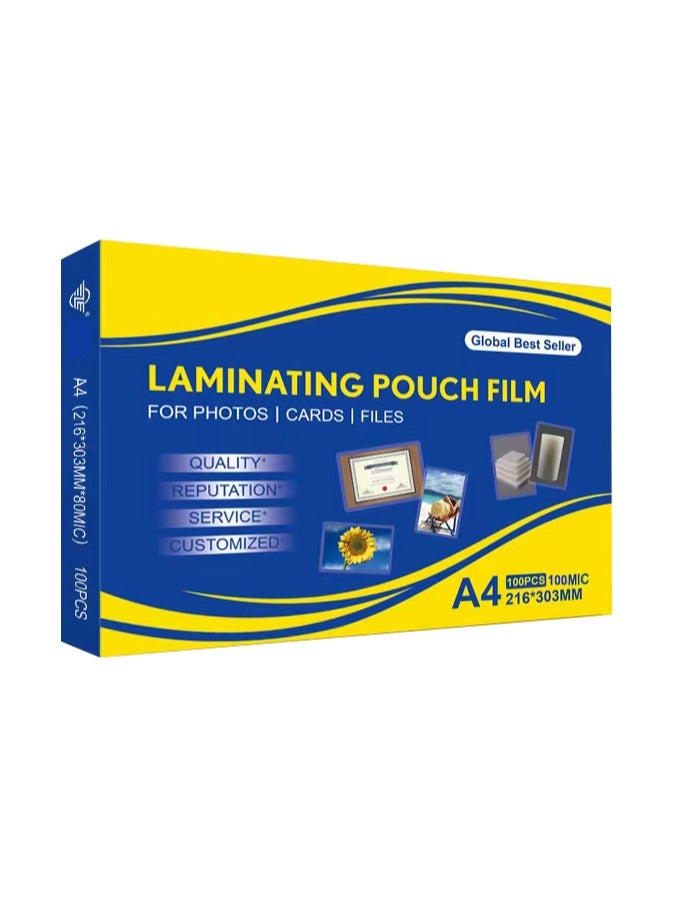 Generic Premium 100 pcs Laminating Sheets,100 Micron Laminating Pouches，Lamination Film (2 x 100 Micron), A4 Thermal Laminating Pouches, Glossy Finished with Ideal Rigidity for Everyday Use,( 303mm*216mm)  - Image 1