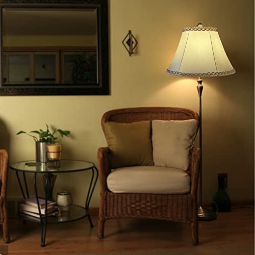 TOOTOO STAR Beige bell lamp shade, 8.75" top x 17.75" bottom x 11" straight height spider shade for Floor Light and Table Lamp, bohemian style decorative light yellow floral pattern - Image 5