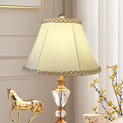 TOOTOO STAR Beige bell lamp shade, 8.75" top x 17.75" bottom x 11" straight height spider shade for Floor Light and Table Lamp, bohemian style decorative light yellow floral pattern - Image 4