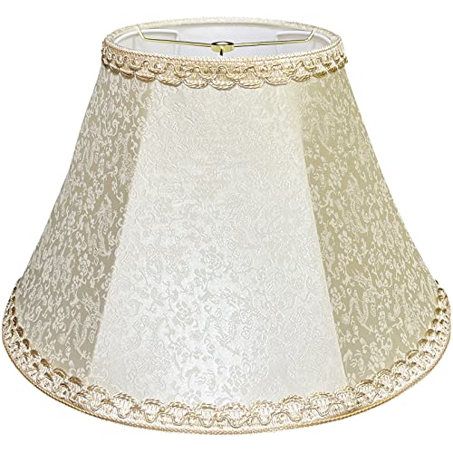 TOOTOO STAR Beige bell lamp shade, 8.75" top x 17.75" bottom x 11" straight height spider shade for Floor Light and Table Lamp, bohemian style decorative light yellow floral pattern - Image 1